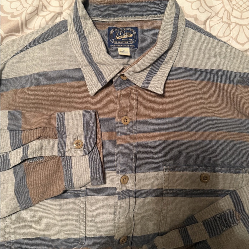 J. Crew Blue and Brown Striped Button Down Shirt
